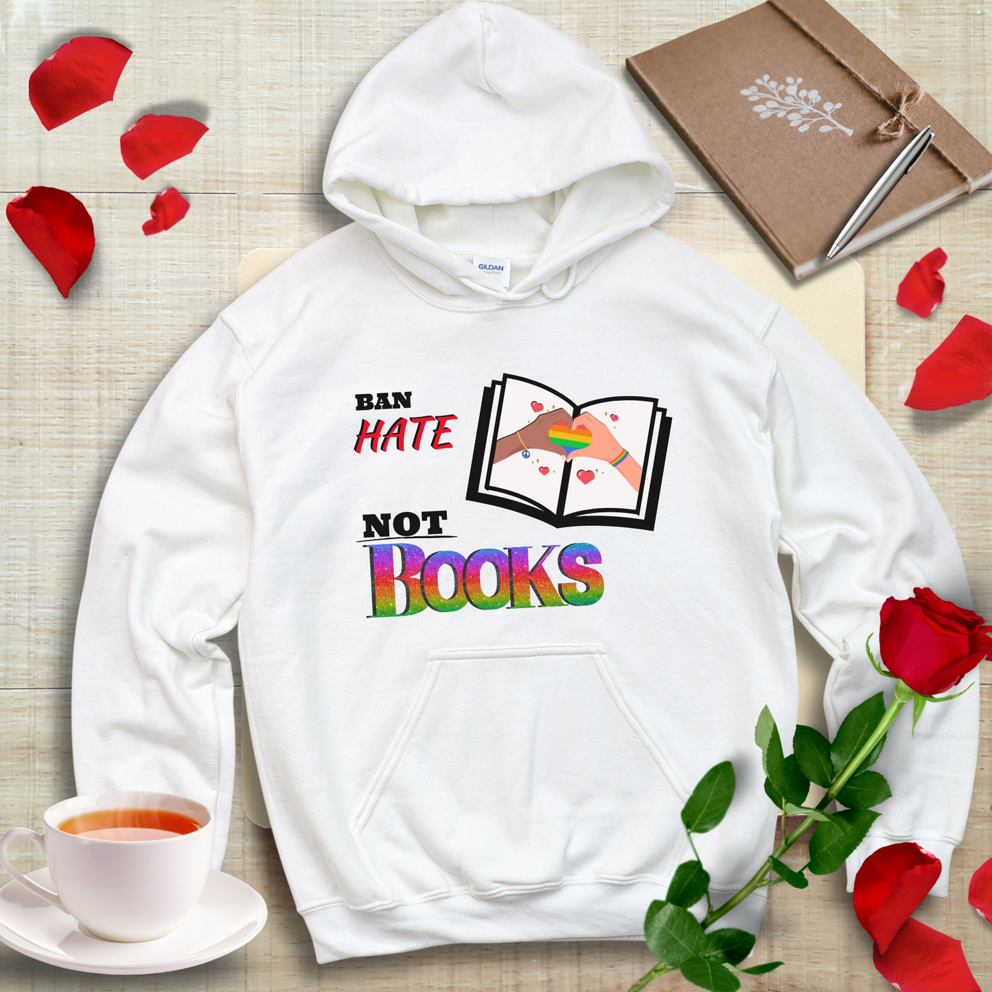 Ban Hate Not Books Hoodie